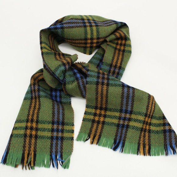 Vintage Accessories - Vintage Echo Shetland Wool Green Plaid Scarf
